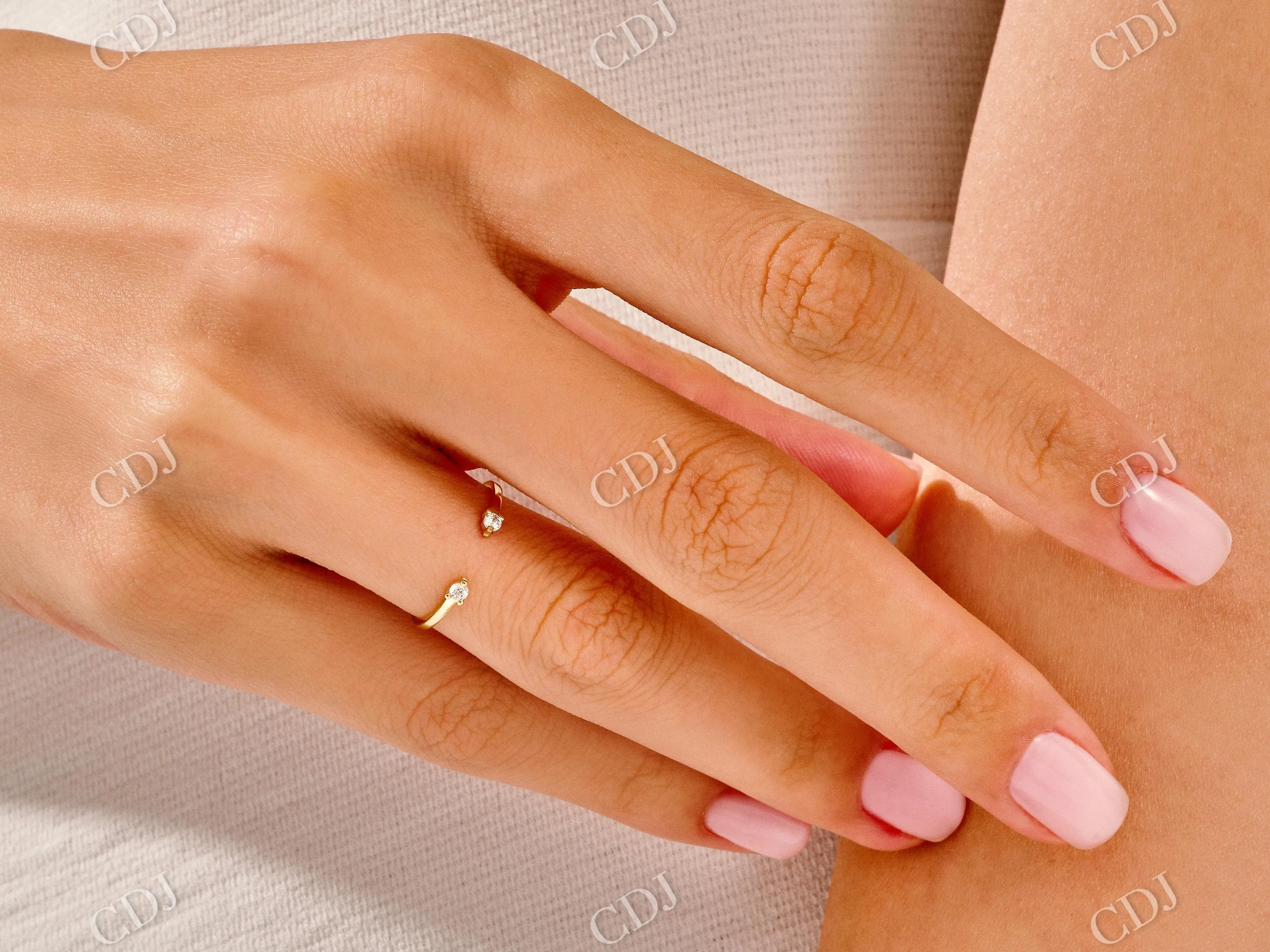 0.06CTW Open Cuff Lab Grown Wedding Band