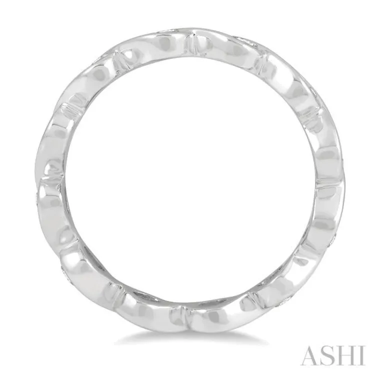 1 ctw Swirl Link Round Cut Diamond Eternity Wedding Band in 14K White Gold