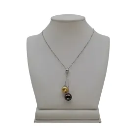 14K White Gold South Sea Pearl And Diamond Lariat Necklace