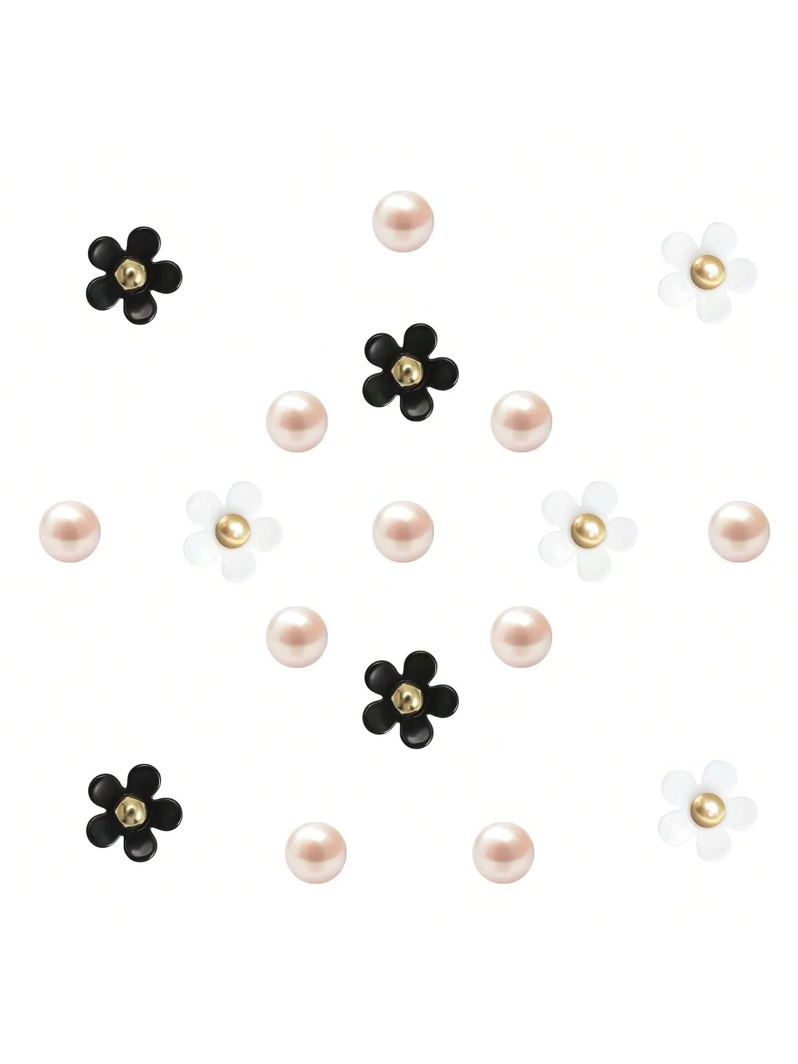 18pcs DIY Cute Daisy Flower & Pearl Decoration For Women's Sandals And Sneakers