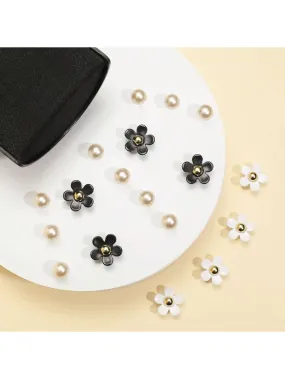 18pcs DIY Cute Daisy Flower & Pearl Decoration For Women's Sandals And Sneakers