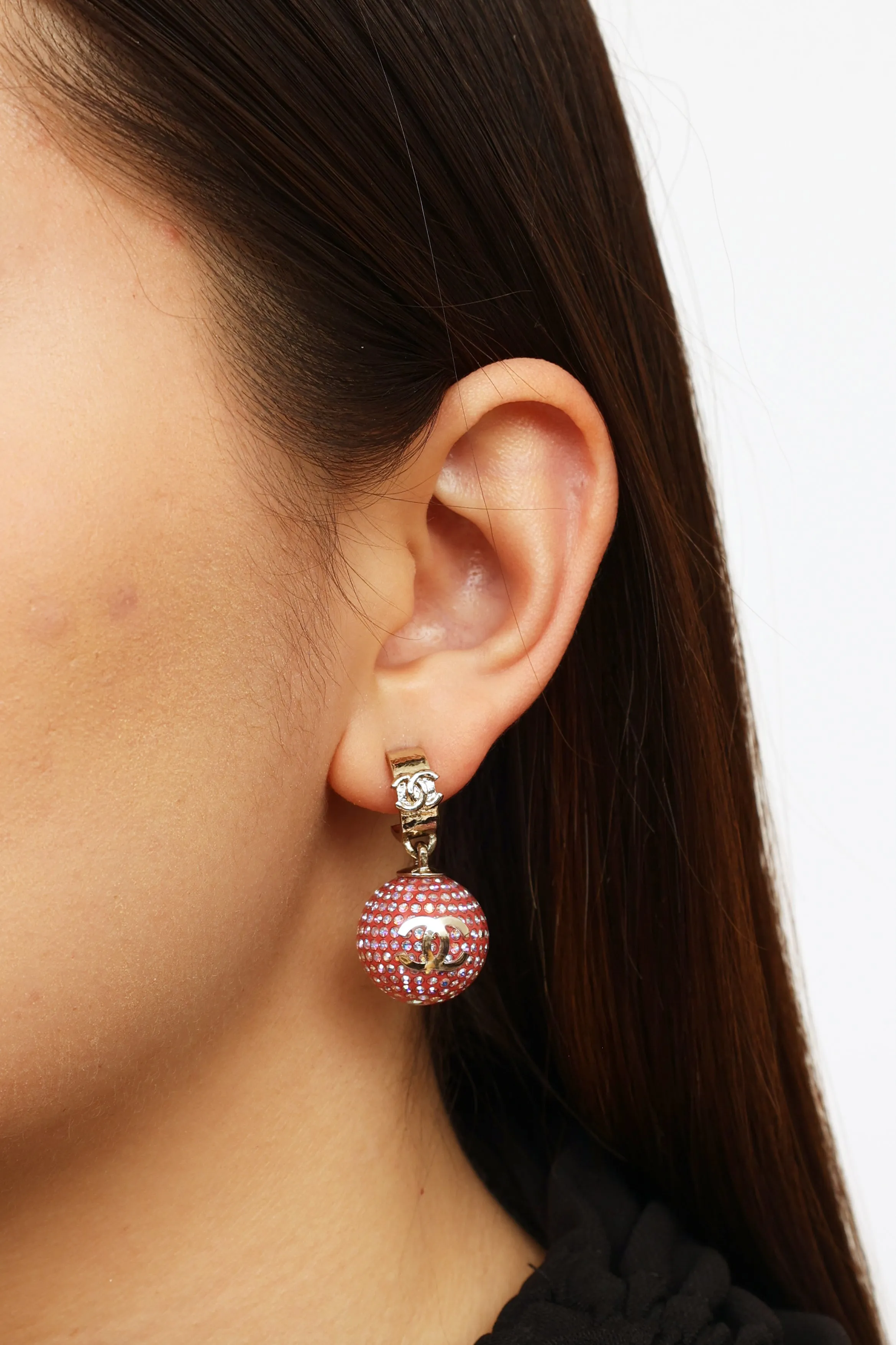 2021 Pink Crystal Drop Crystal Ball Earring