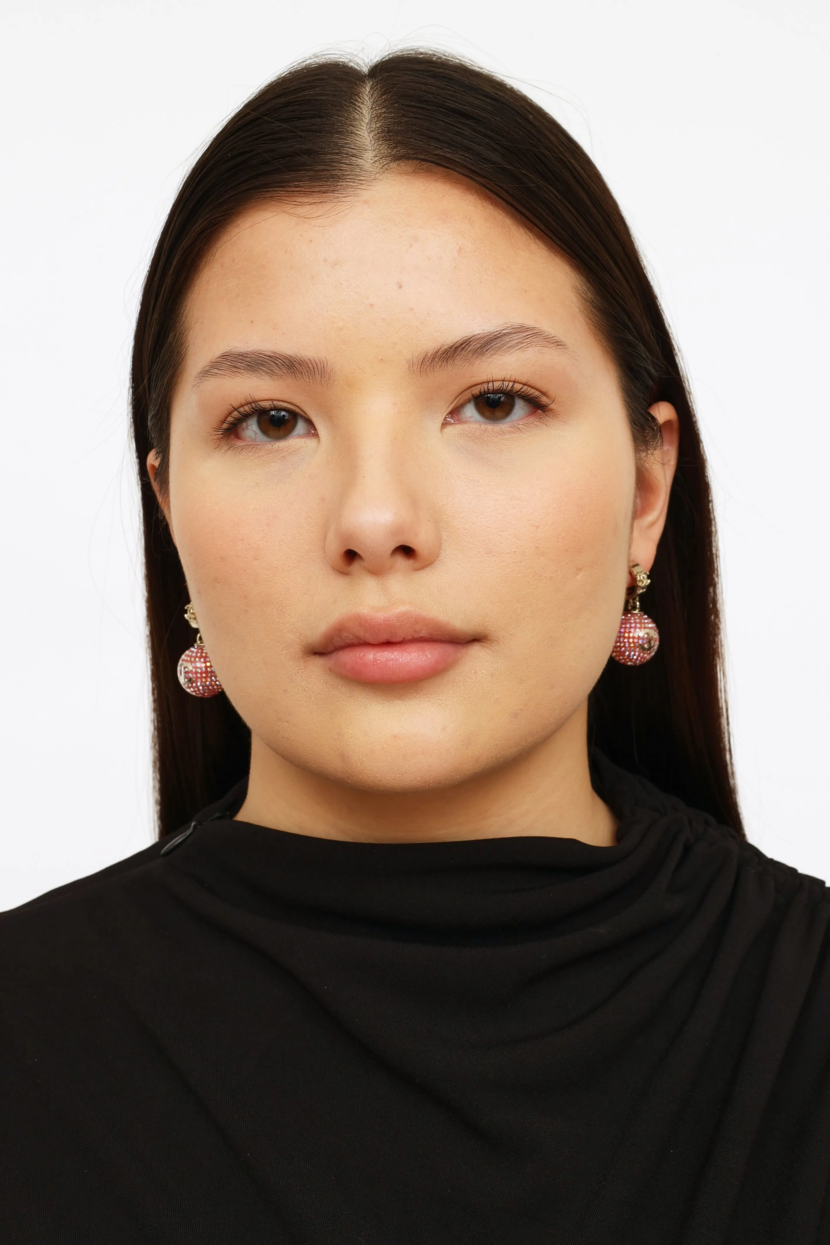 2021 Pink Crystal Drop Crystal Ball Earring