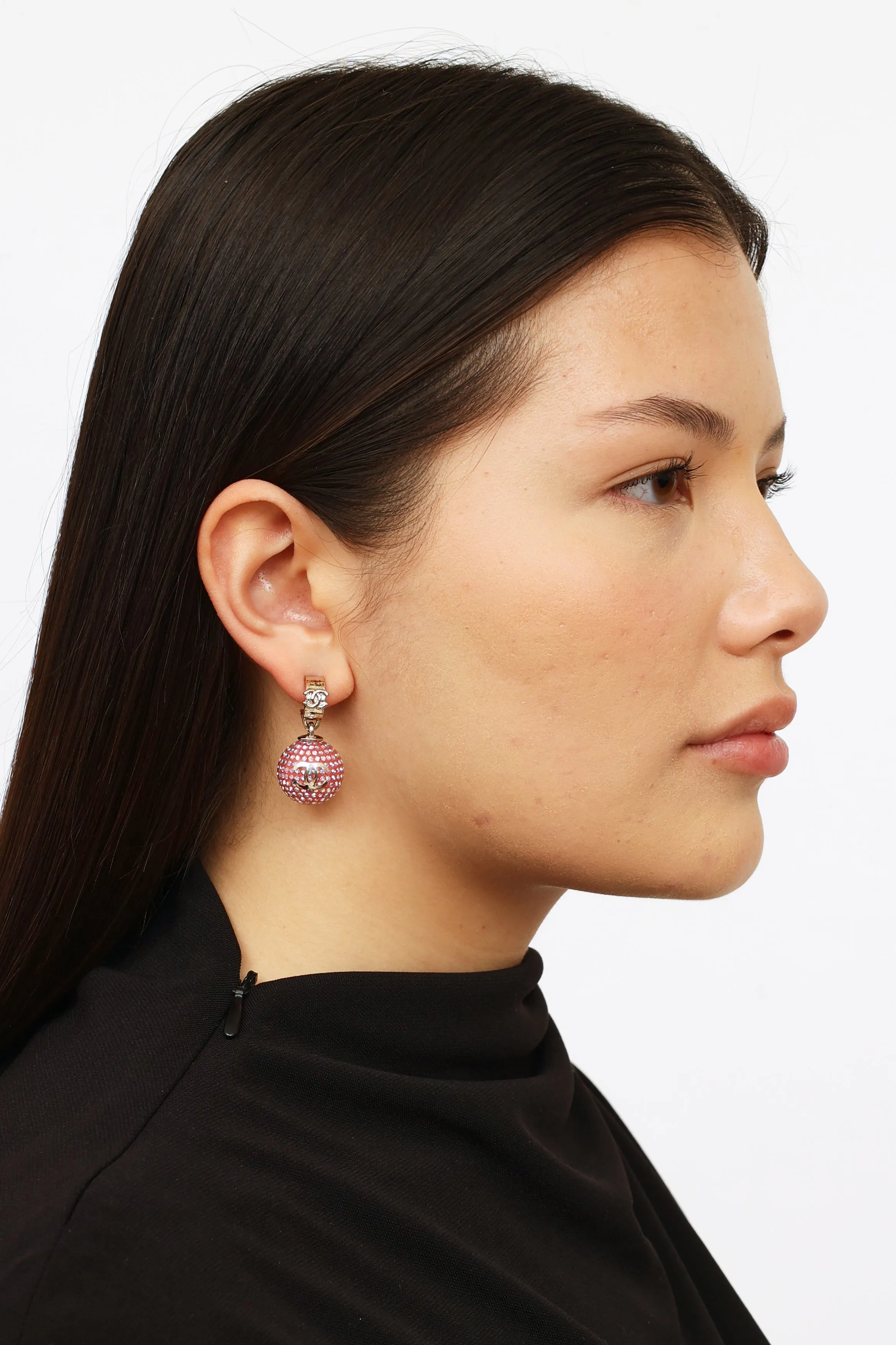2021 Pink Crystal Drop Crystal Ball Earring