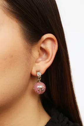 2021 Pink Crystal Drop Crystal Ball Earring