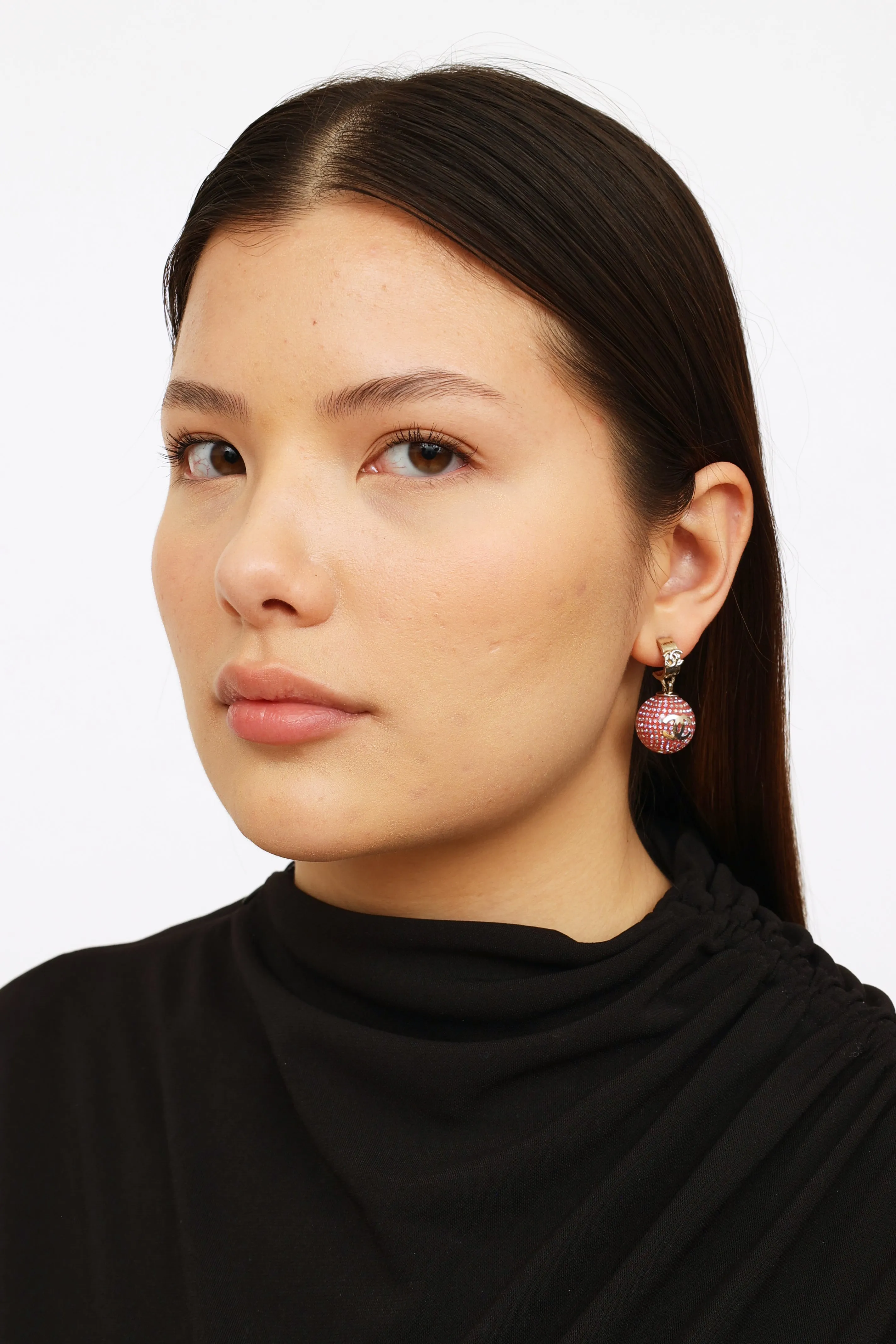 2021 Pink Crystal Drop Crystal Ball Earring