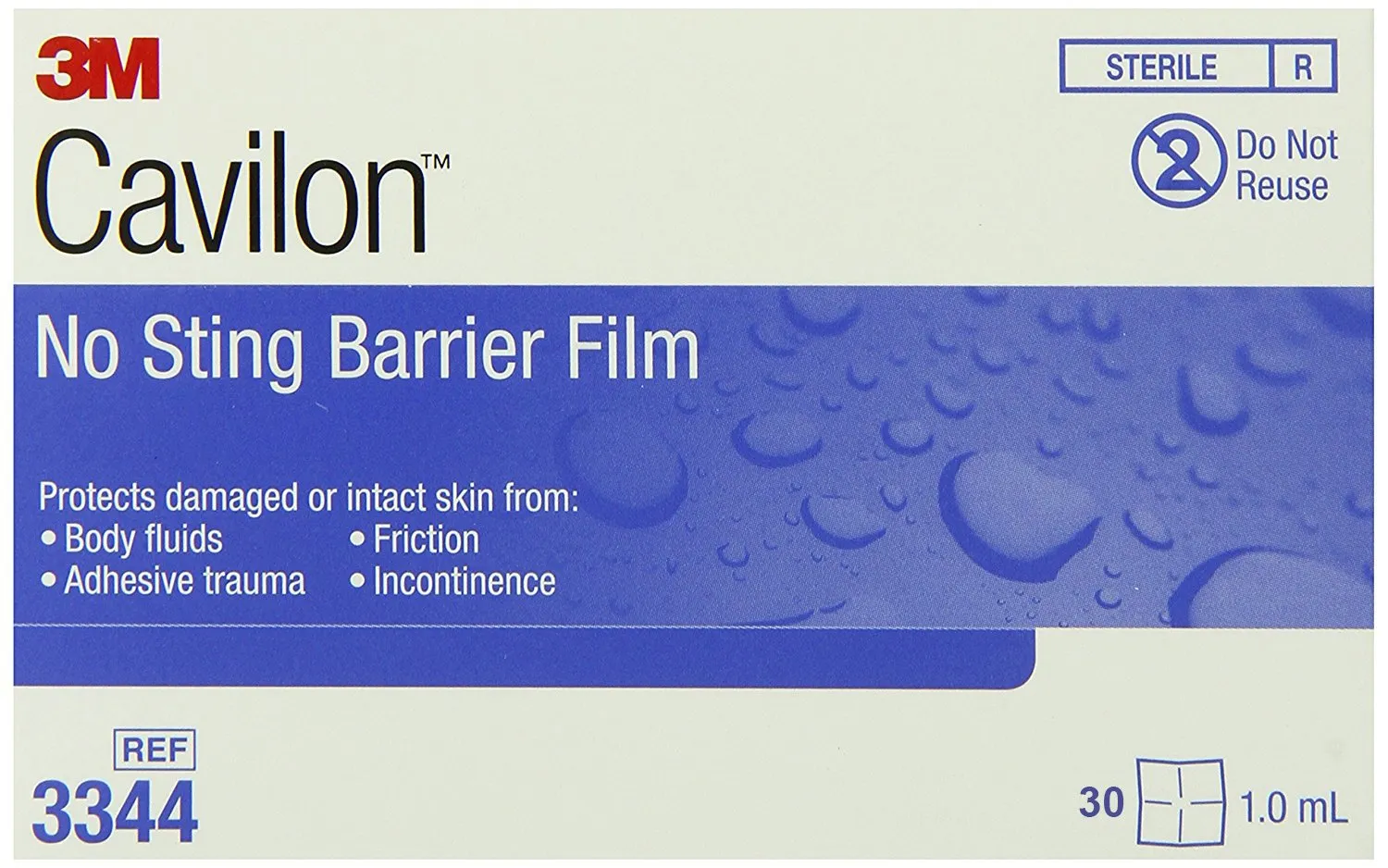 3M Cavilon No-sting Barrier Film 3344 - Transparent Barrier Film, Alcohol-Free, Hypoallergenic Wipes - 1 ml, Box of 30