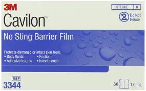3M Cavilon No-sting Barrier Film 3344 - Transparent Barrier Film, Alcohol-Free, Hypoallergenic Wipes - 1 ml, Box of 30