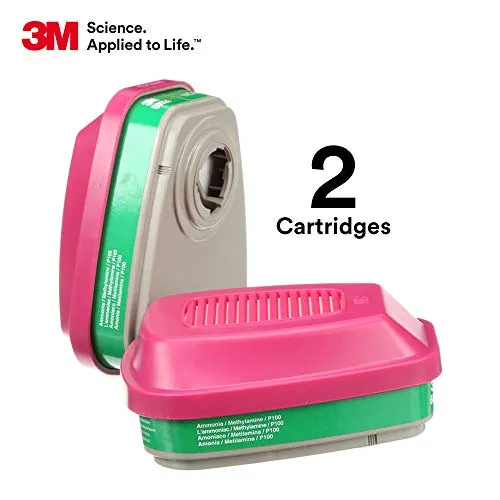 3M P100 Respirator Cartridge/Filter 60924, 1 Pair, Helps Protect Against Ammonia, Methylamine and Particulates