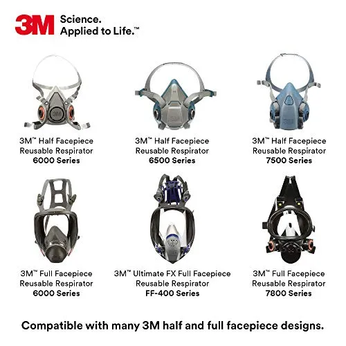 3M P100 Respirator Cartridge/Filter 60924, 1 Pair, Helps Protect Against Ammonia, Methylamine and Particulates