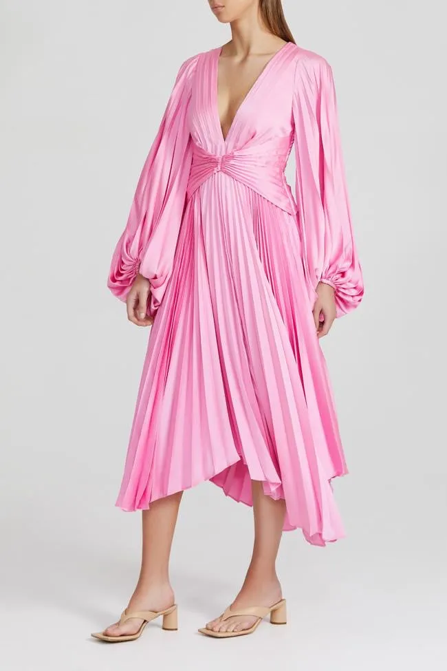 Acler Palms Pleat Dress - Confetti Pink