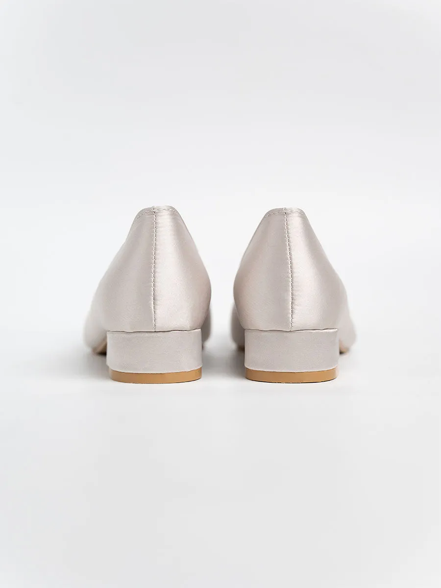 Alyssa Rhinestone Satin Low Heels