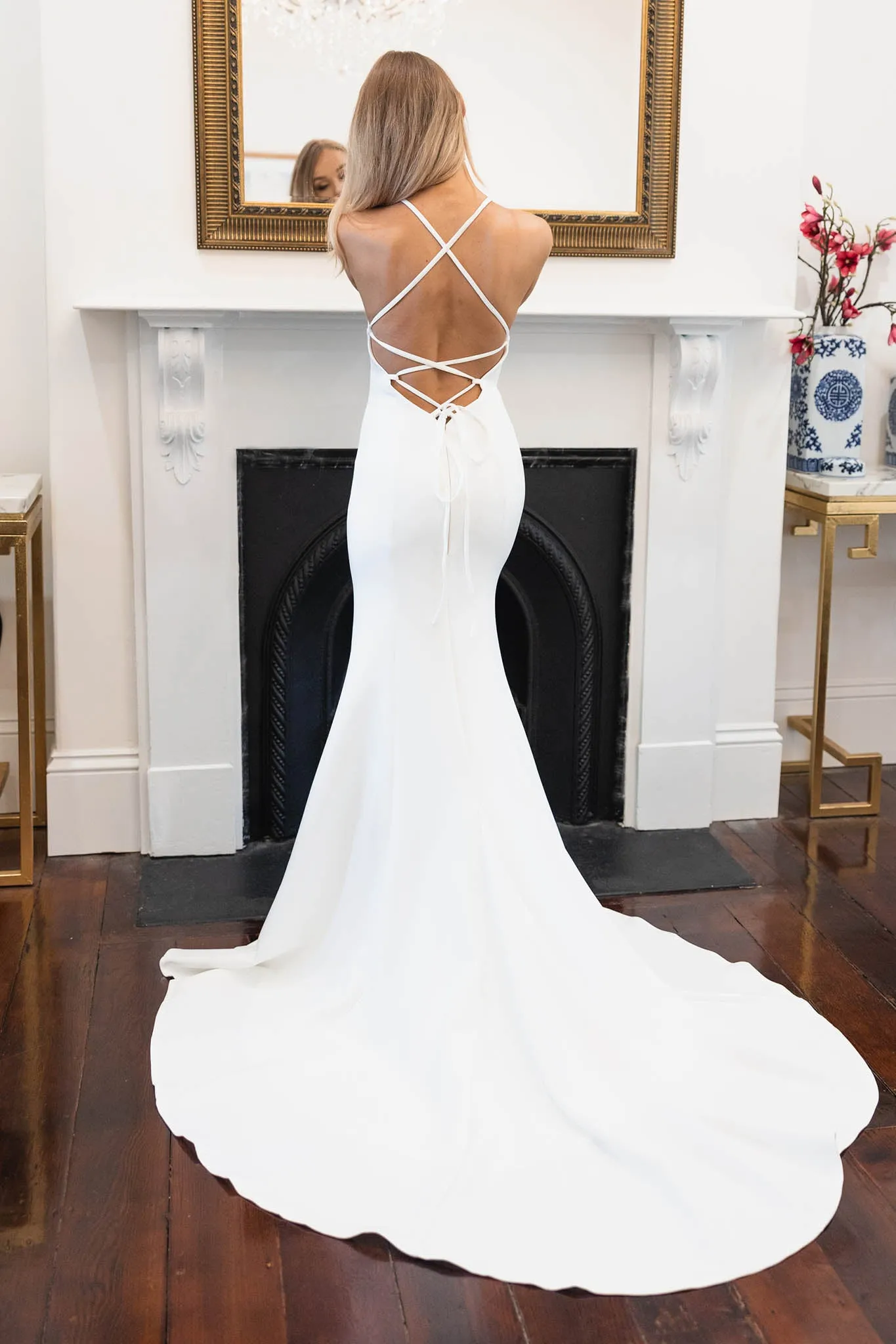 Amora Crepe Gown with Split - Ivory (XS - Clearance Sale)