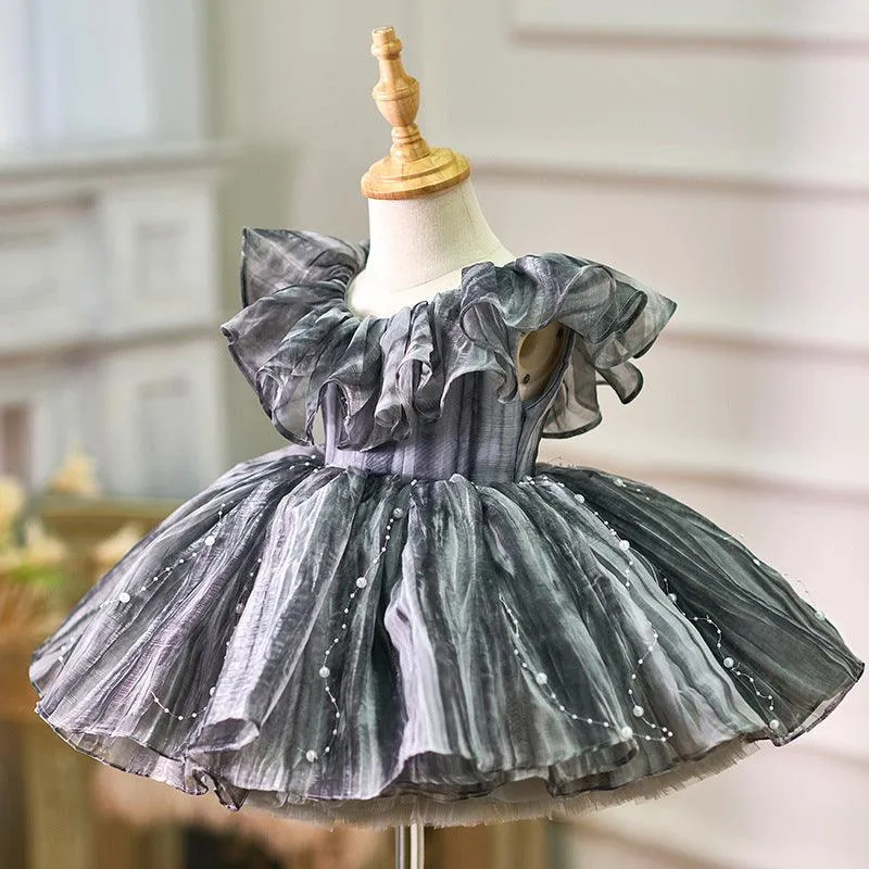 Baby birthday dress high-end luxury ruffled pearl evening dress Suitable for catwalk weddings and various occasions