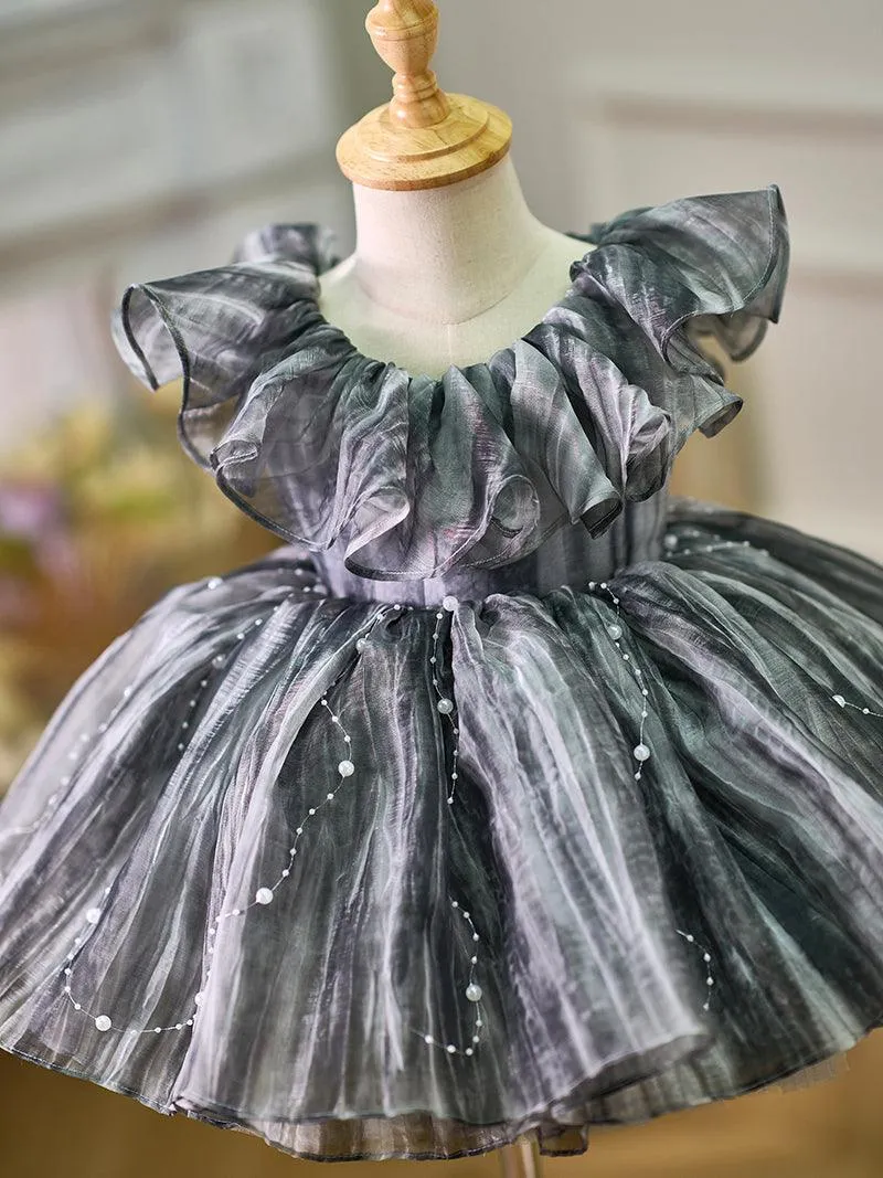 Baby birthday dress high-end luxury ruffled pearl evening dress Suitable for catwalk weddings and various occasions