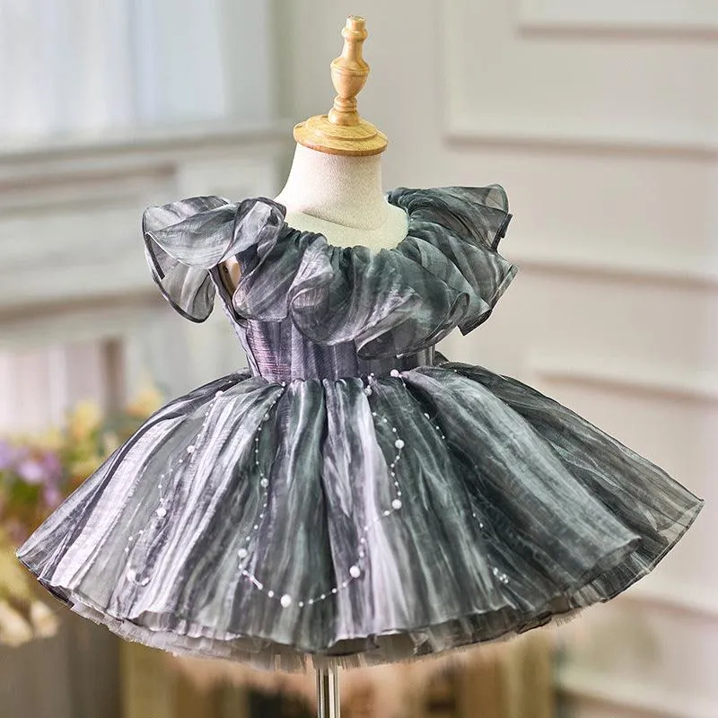 Baby birthday dress high-end luxury ruffled pearl evening dress Suitable for catwalk weddings and various occasions