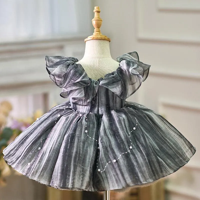 Baby birthday dress high-end luxury ruffled pearl evening dress Suitable for catwalk weddings and various occasions