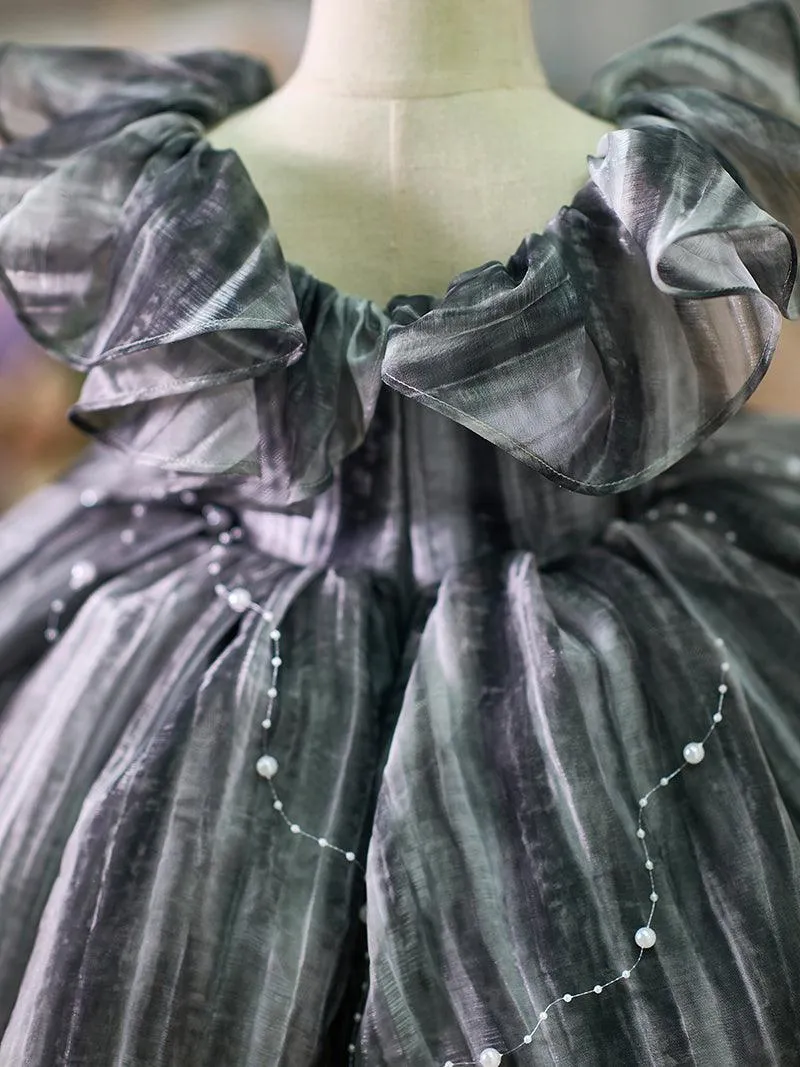 Baby birthday dress high-end luxury ruffled pearl evening dress Suitable for catwalk weddings and various occasions