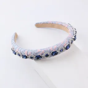 Baby Blue & Pink Crystal Chunky Hair Band