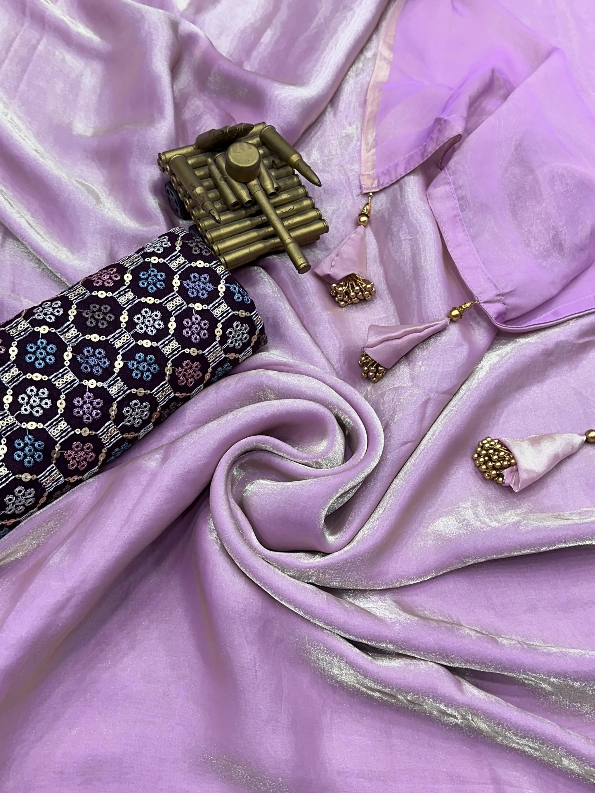 Beautiful Designer Soft Pure Fendy Liquid Satin Silk Saree