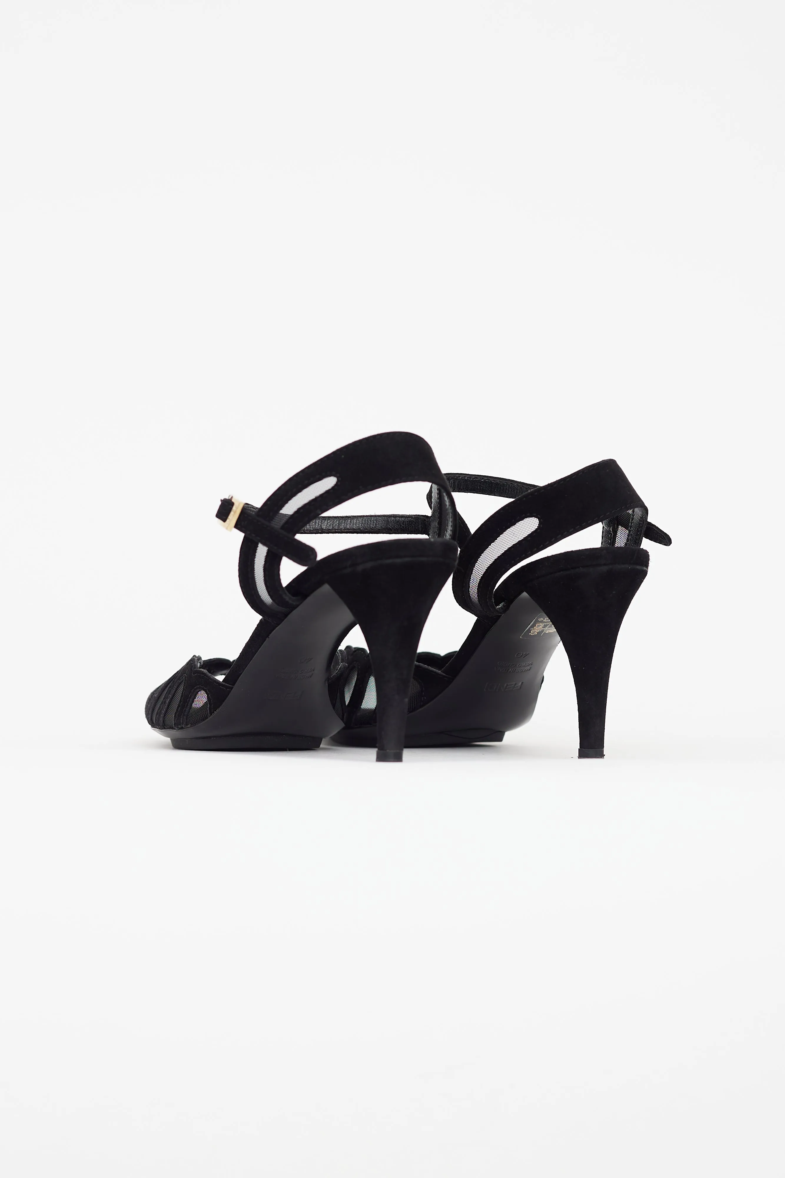 Black Suede D'Orsay Open Toe Pump