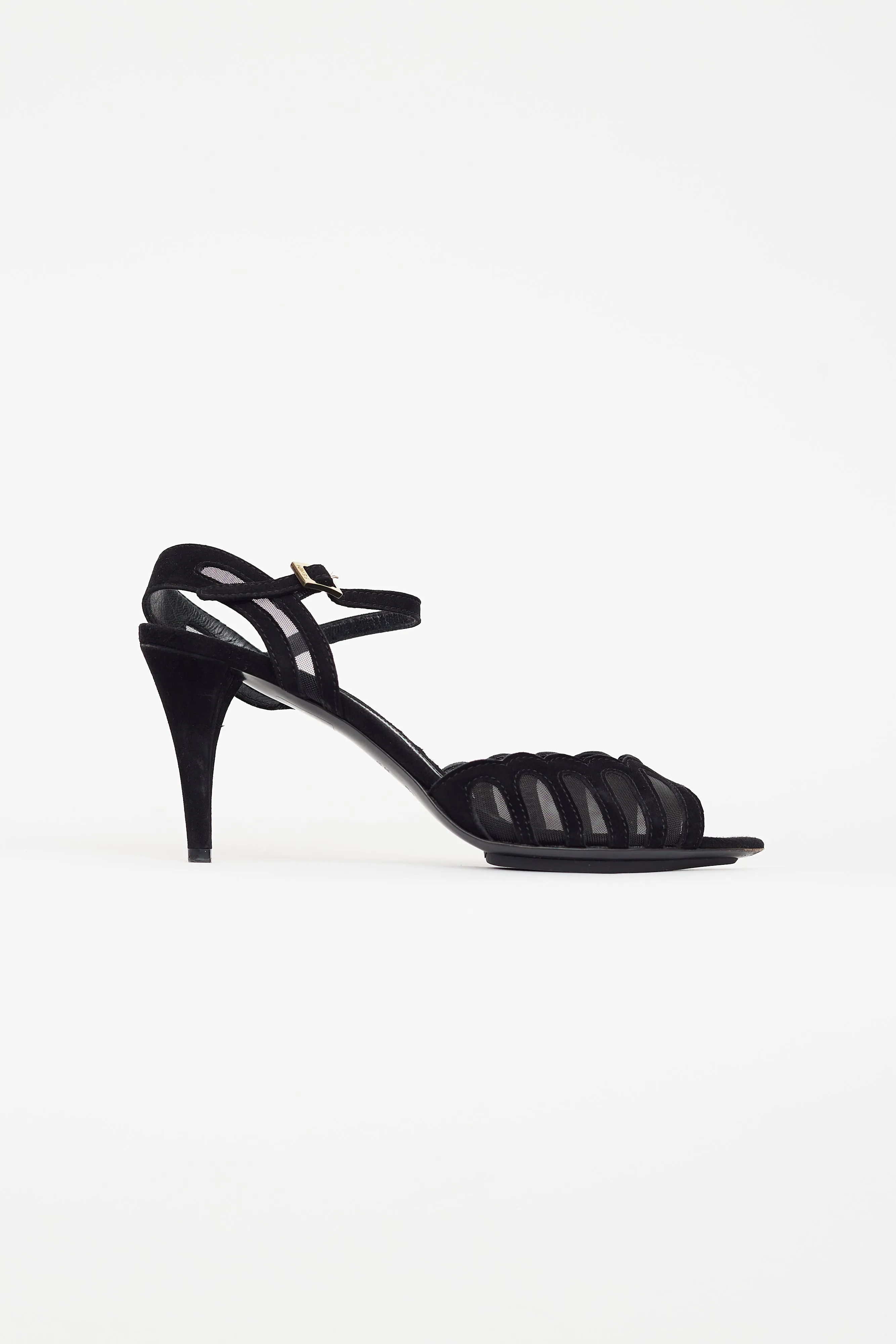 Black Suede D'Orsay Open Toe Pump
