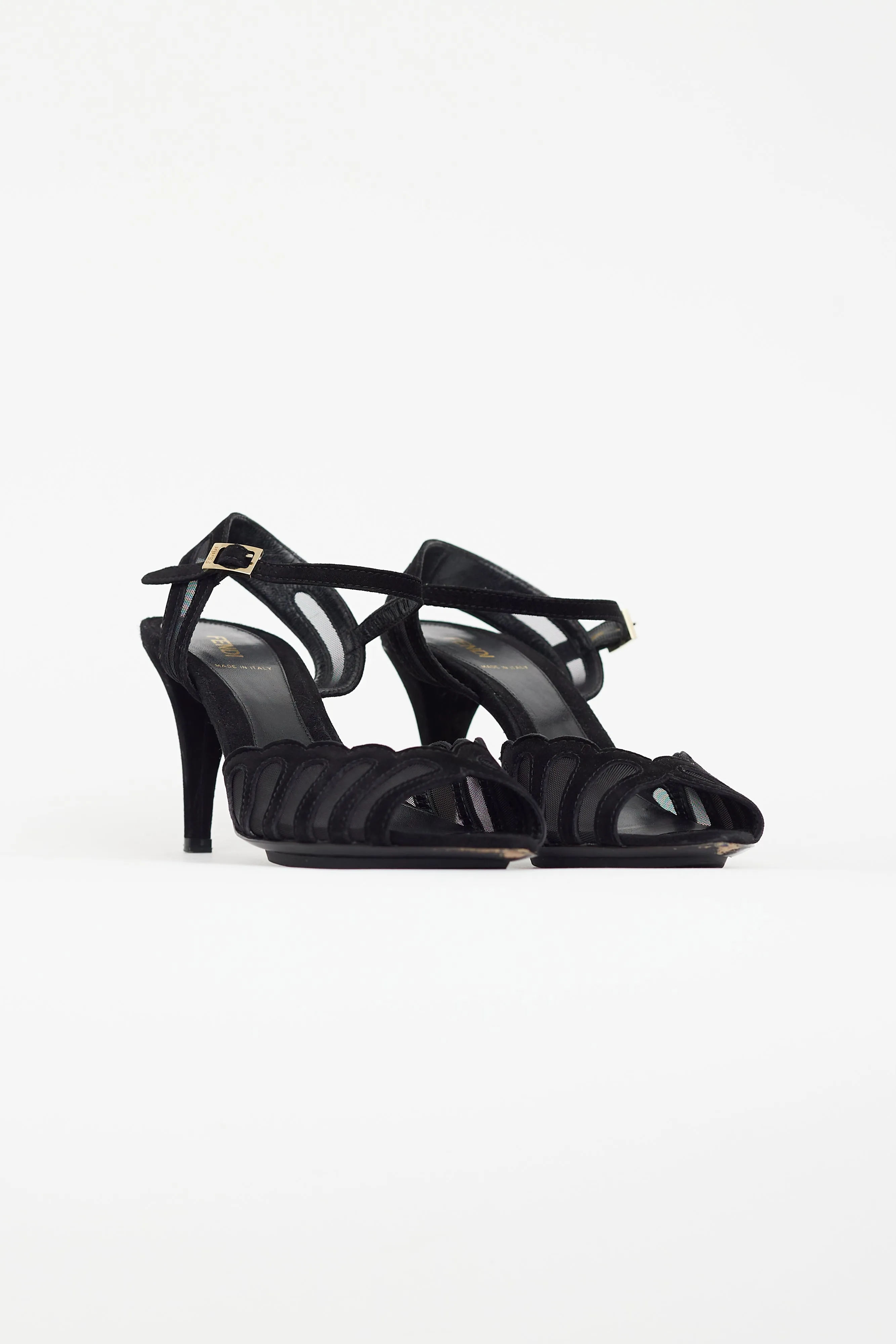 Black Suede D'Orsay Open Toe Pump