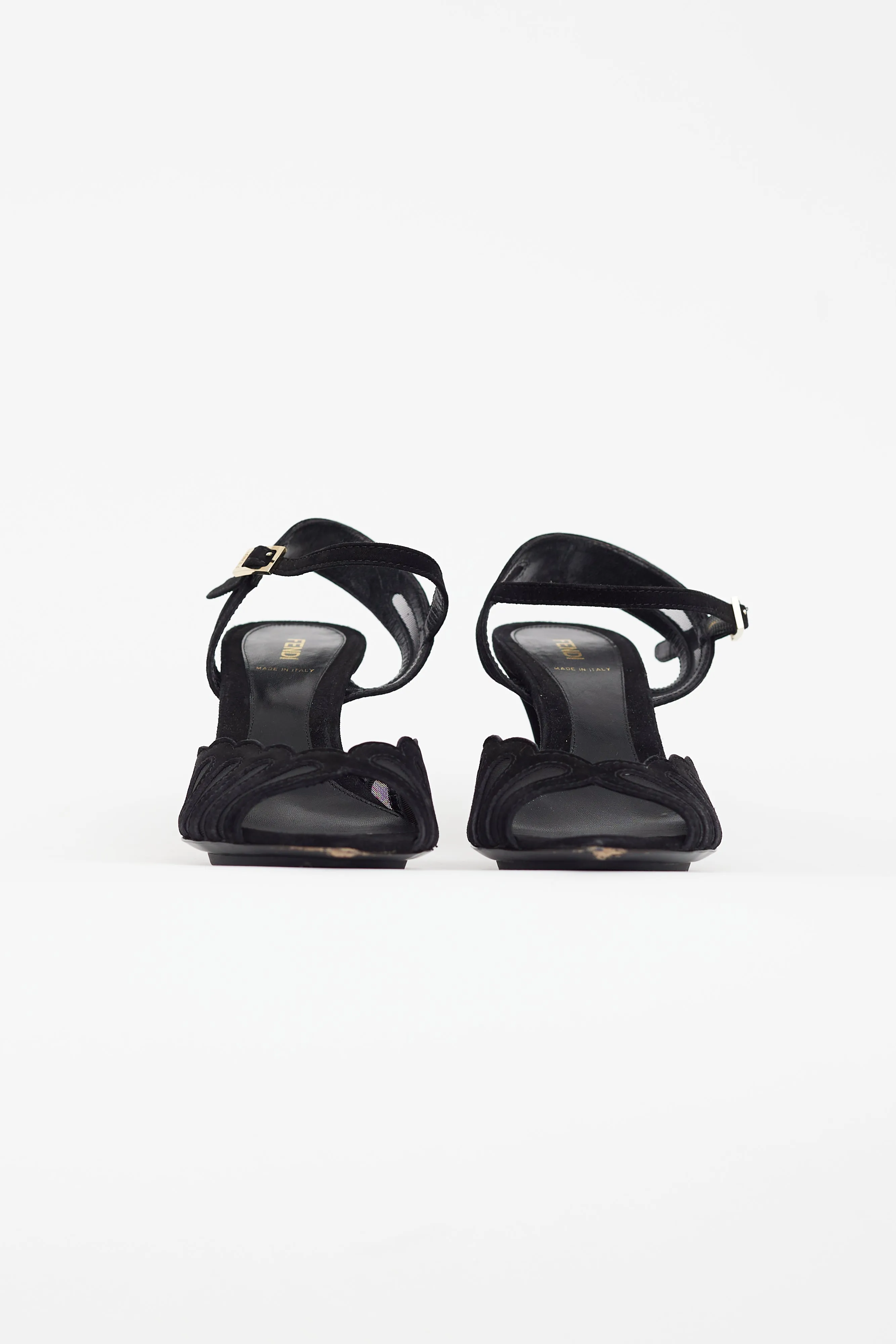 Black Suede D'Orsay Open Toe Pump