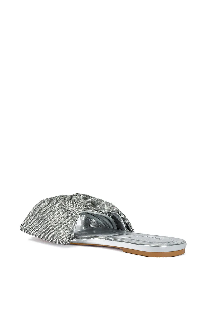 BOWTON-SILVER FLAT SANDAL