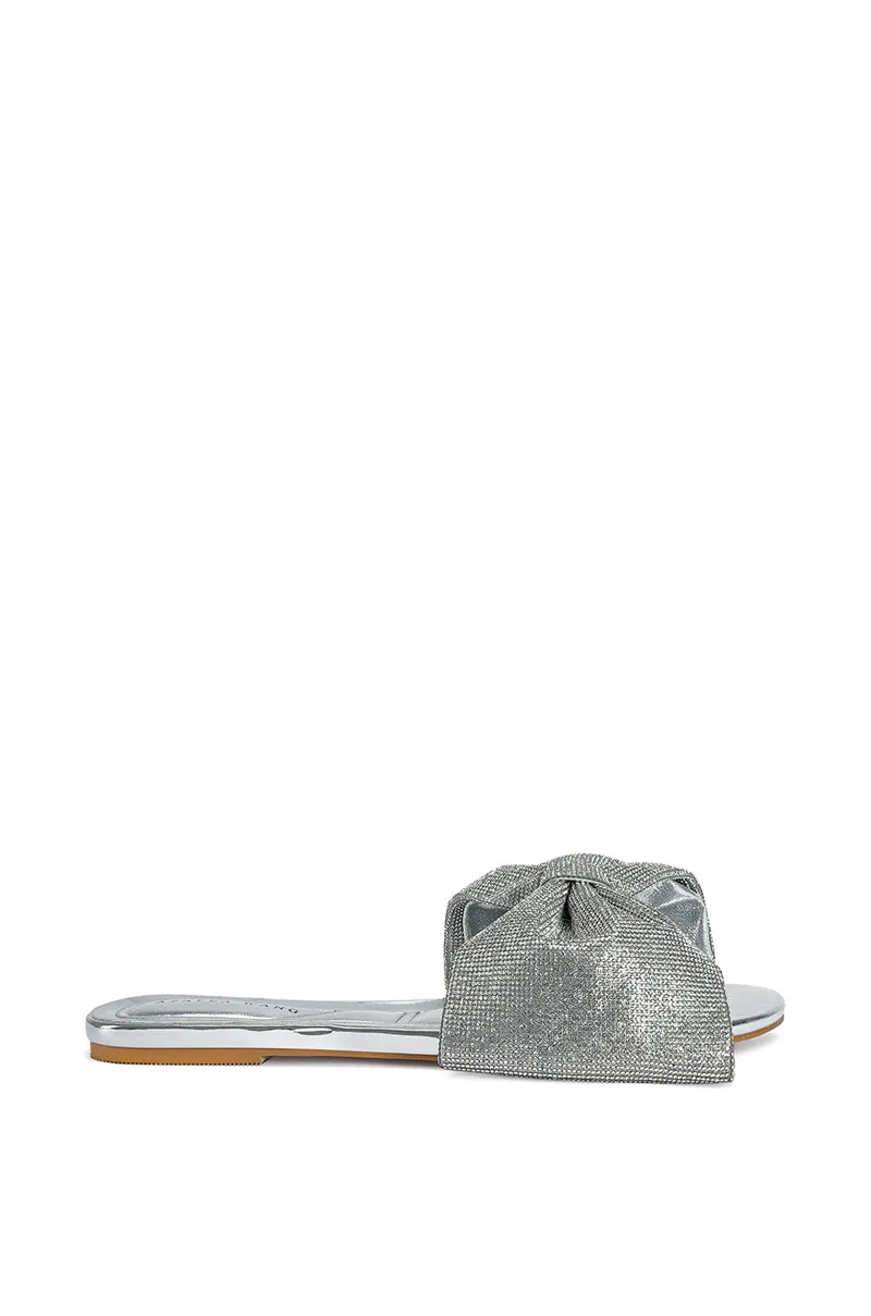 BOWTON-SILVER FLAT SANDAL