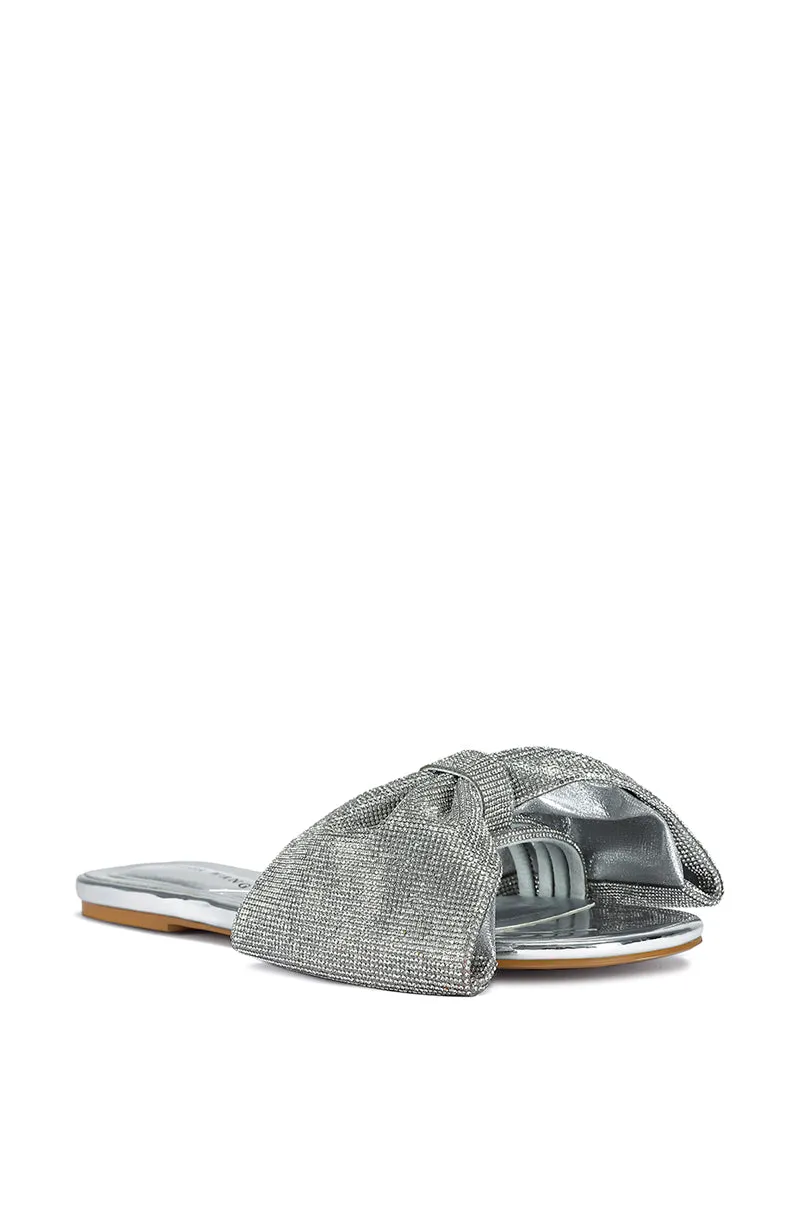 BOWTON-SILVER FLAT SANDAL