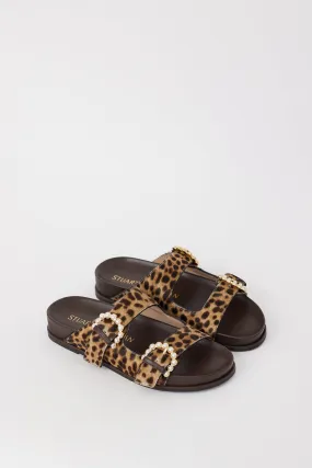 Brown Printed Pearl Buckle Piper Sandal