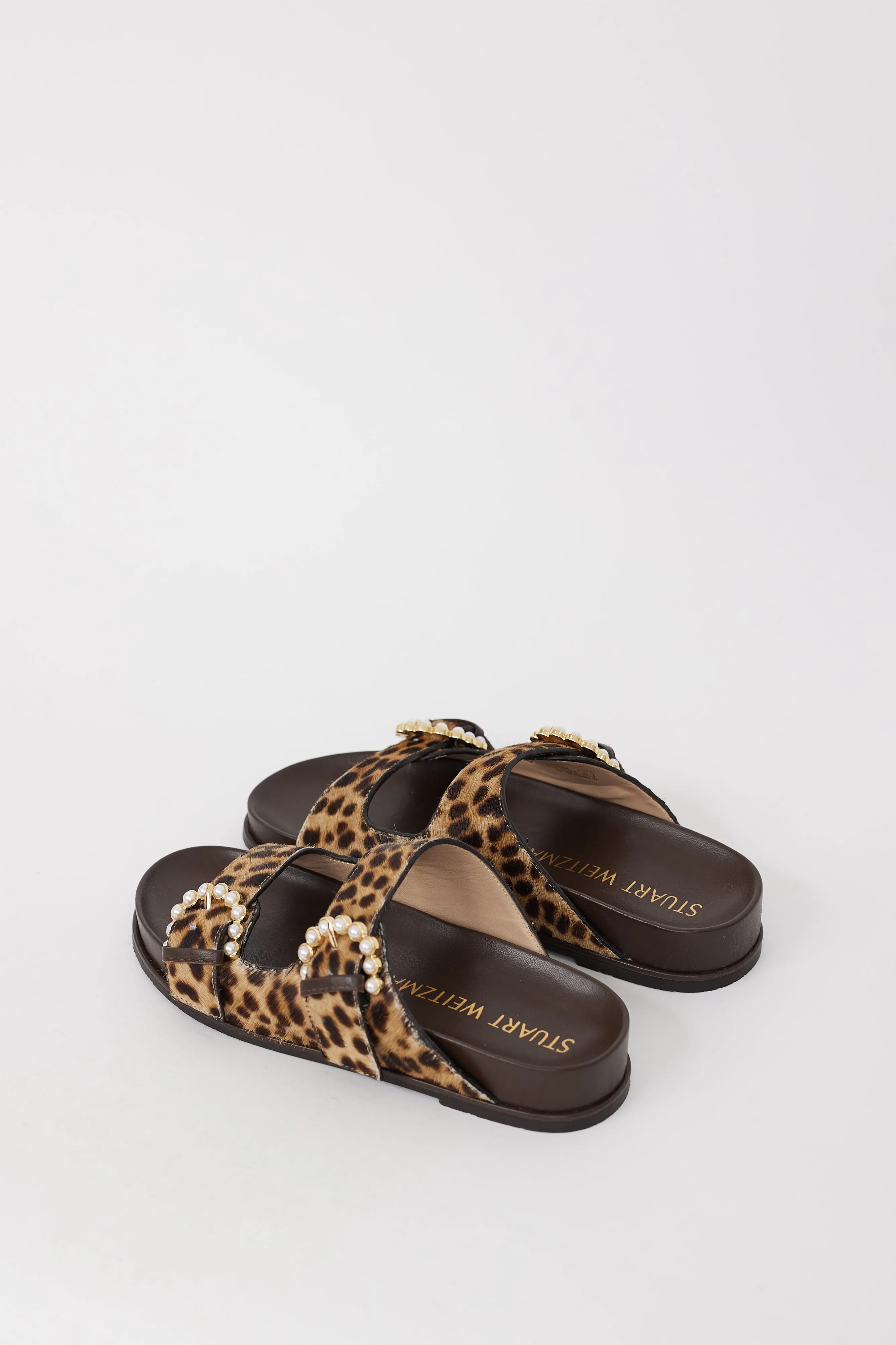 Brown Printed Pearl Buckle Piper Sandal