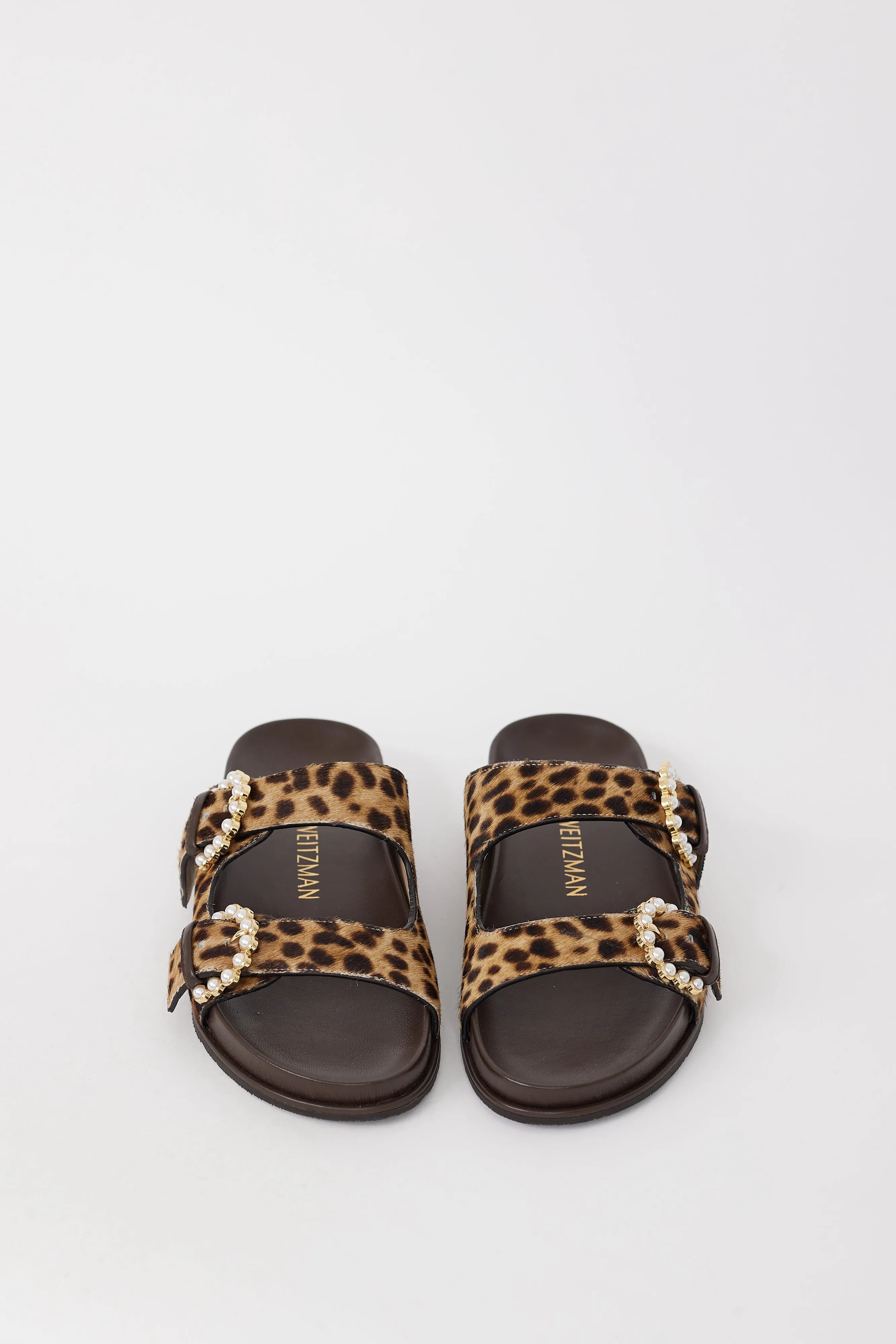 Brown Printed Pearl Buckle Piper Sandal