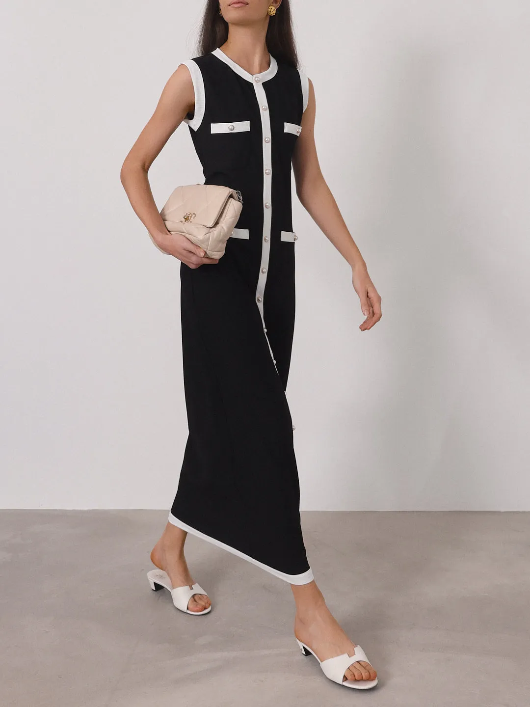 Carlton Contrast Maxi Dress | Black & White