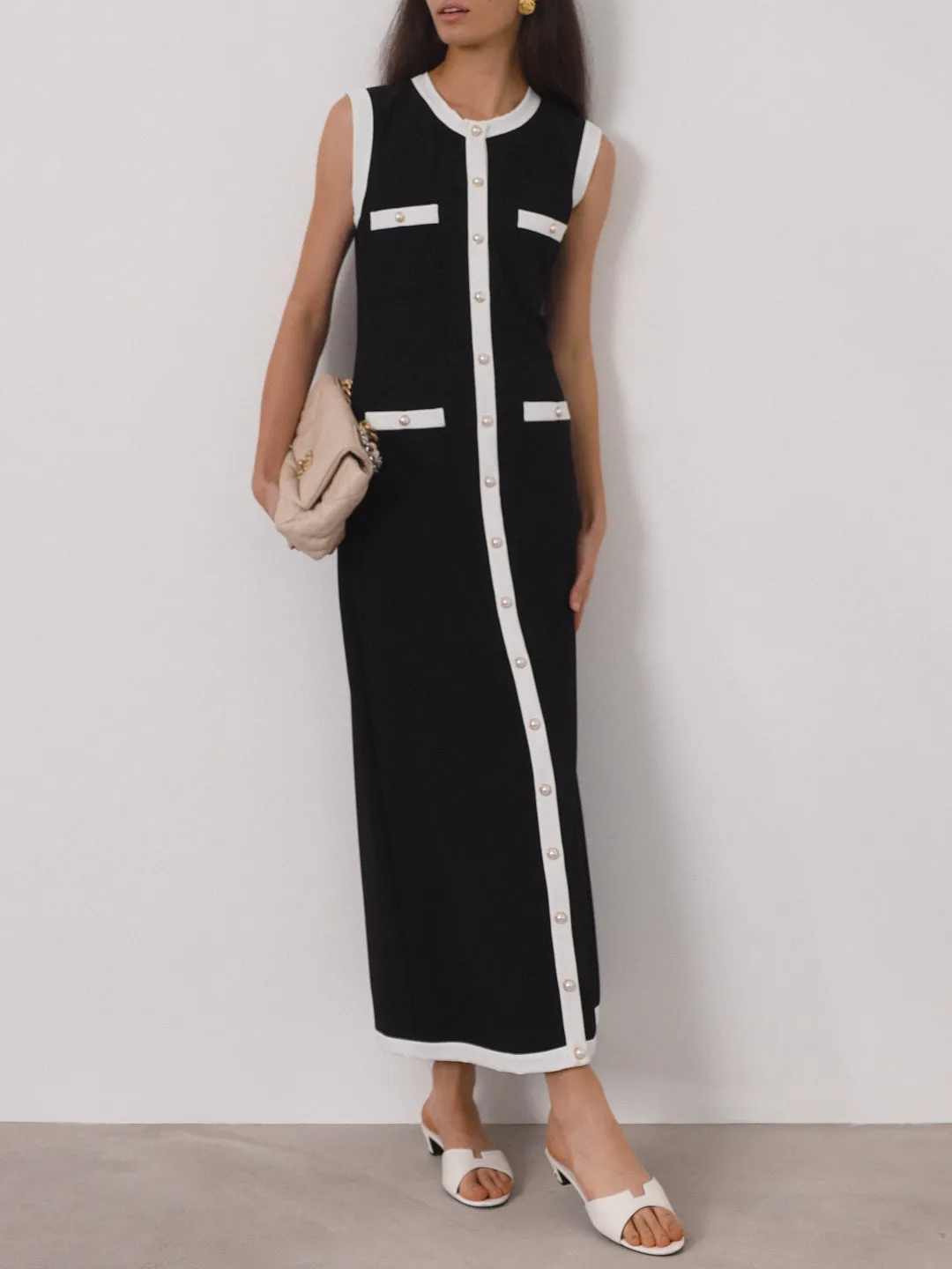 Carlton Contrast Maxi Dress | Black & White
