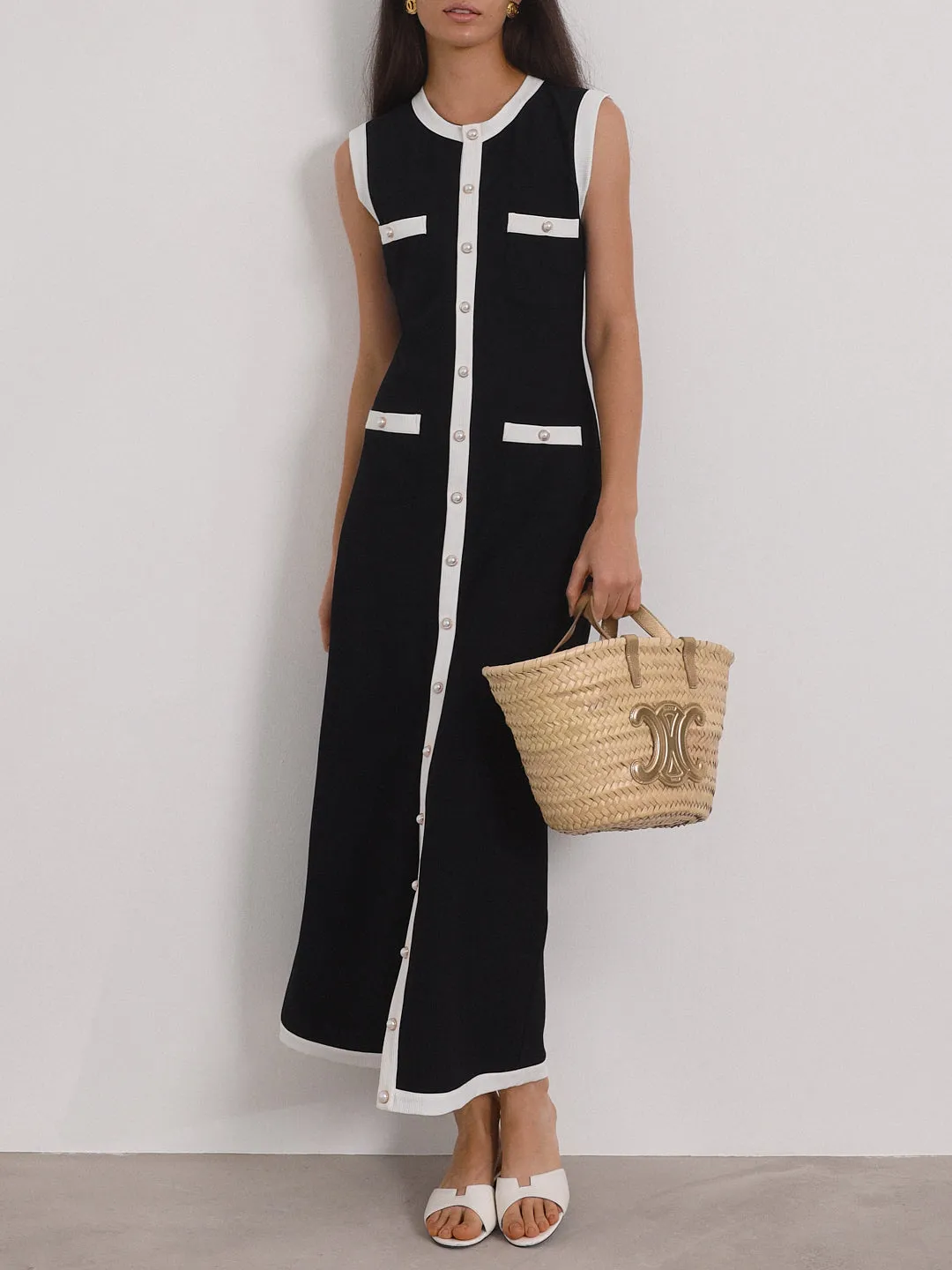 Carlton Contrast Maxi Dress | Black & White