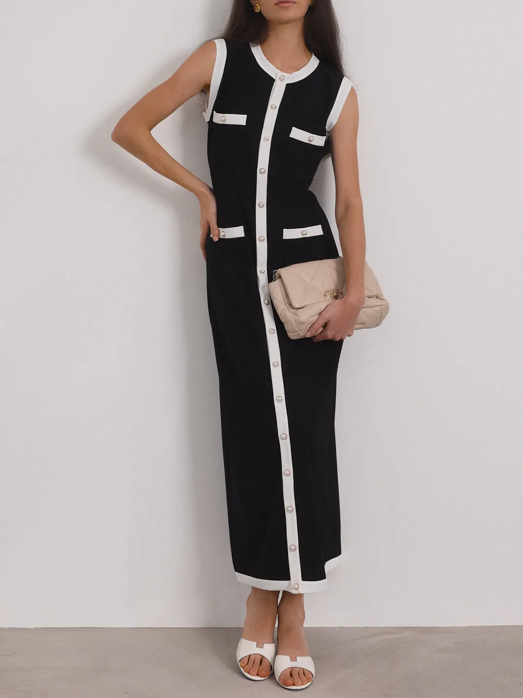 Carlton Contrast Maxi Dress | Black & White