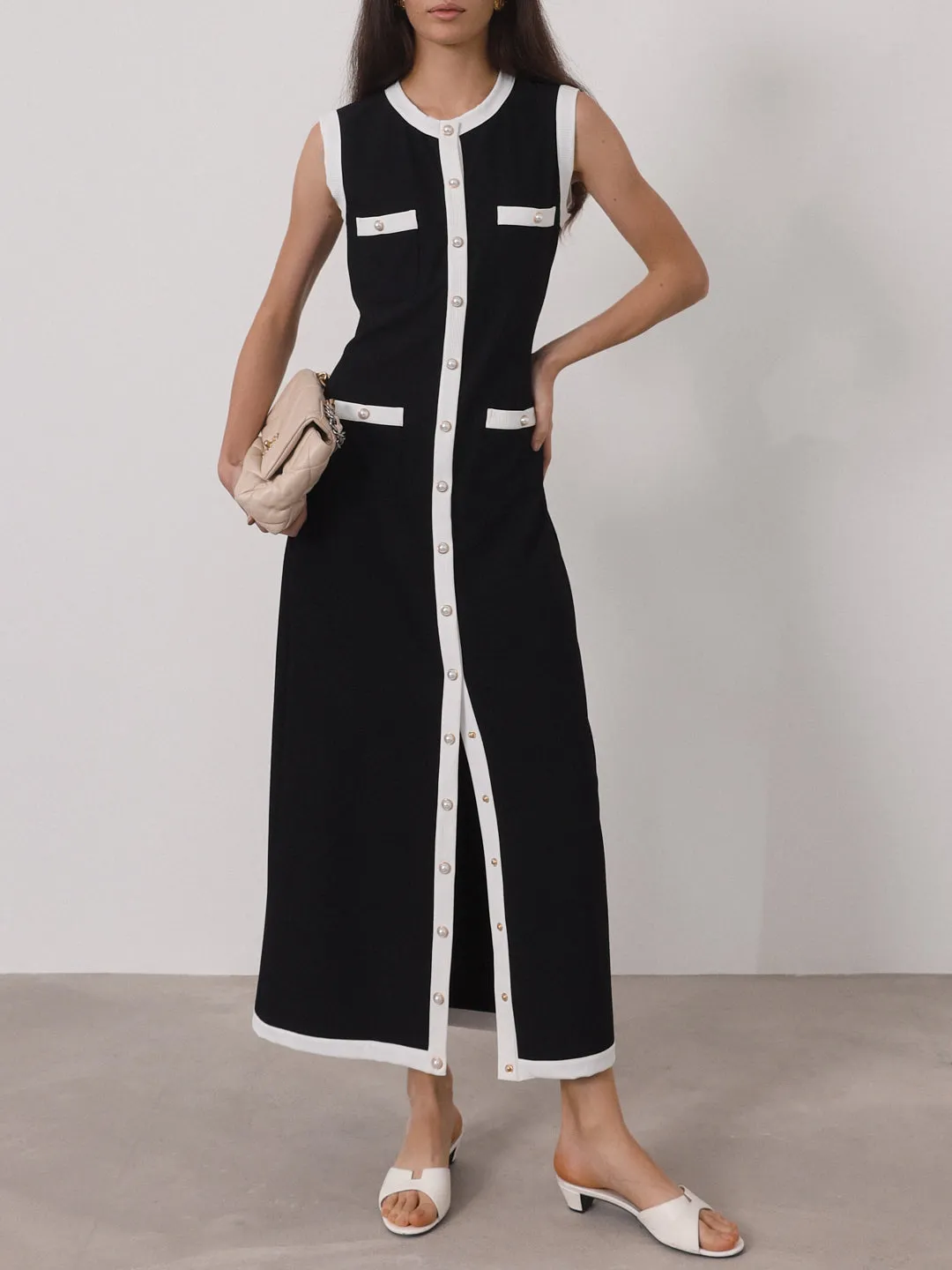 Carlton Contrast Maxi Dress | Black & White
