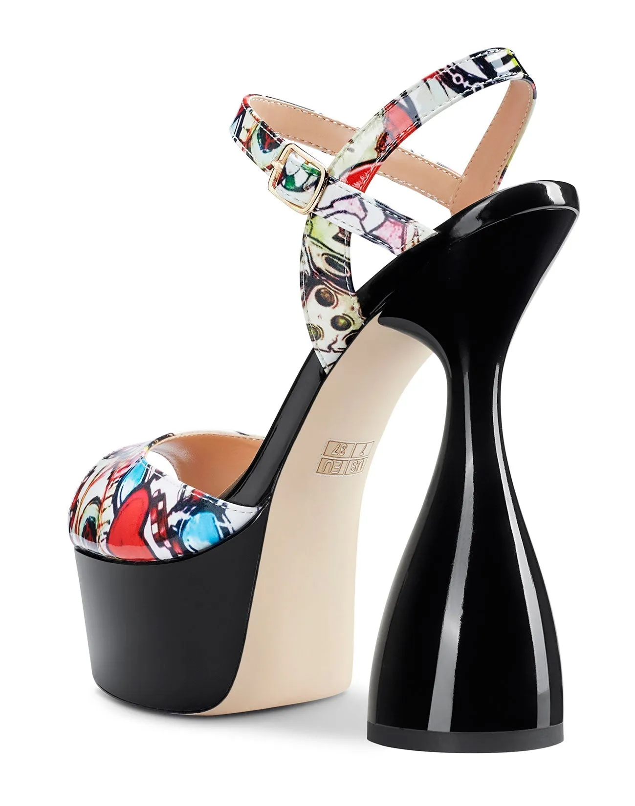 CASTAMERE Women's Chunky High Heels Platform Fashion Party Sandals Peep-Toe Ankel-Strap Sandal 6Inch Heel Shoes for Wedding Dress