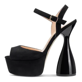 CASTAMERE Women's Chunky High Heels Platform Fashion Party Sandals Peep-Toe Ankel-Strap Sandal 6Inch Heel Shoes for Wedding Dress