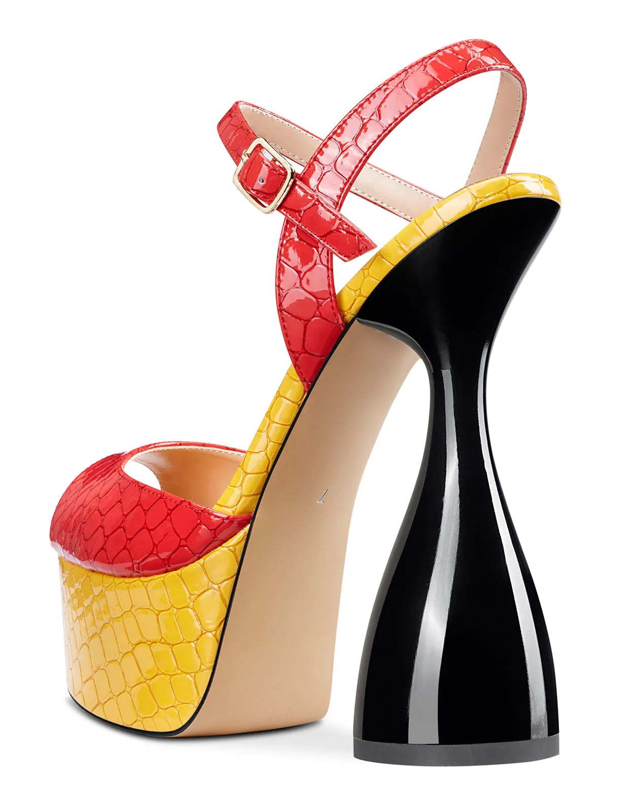 CASTAMERE Women's Chunky High Heels Platform Fashion Party Sandals Peep-Toe Ankel-Strap Sandal 6Inch Heel Shoes for Wedding Dress