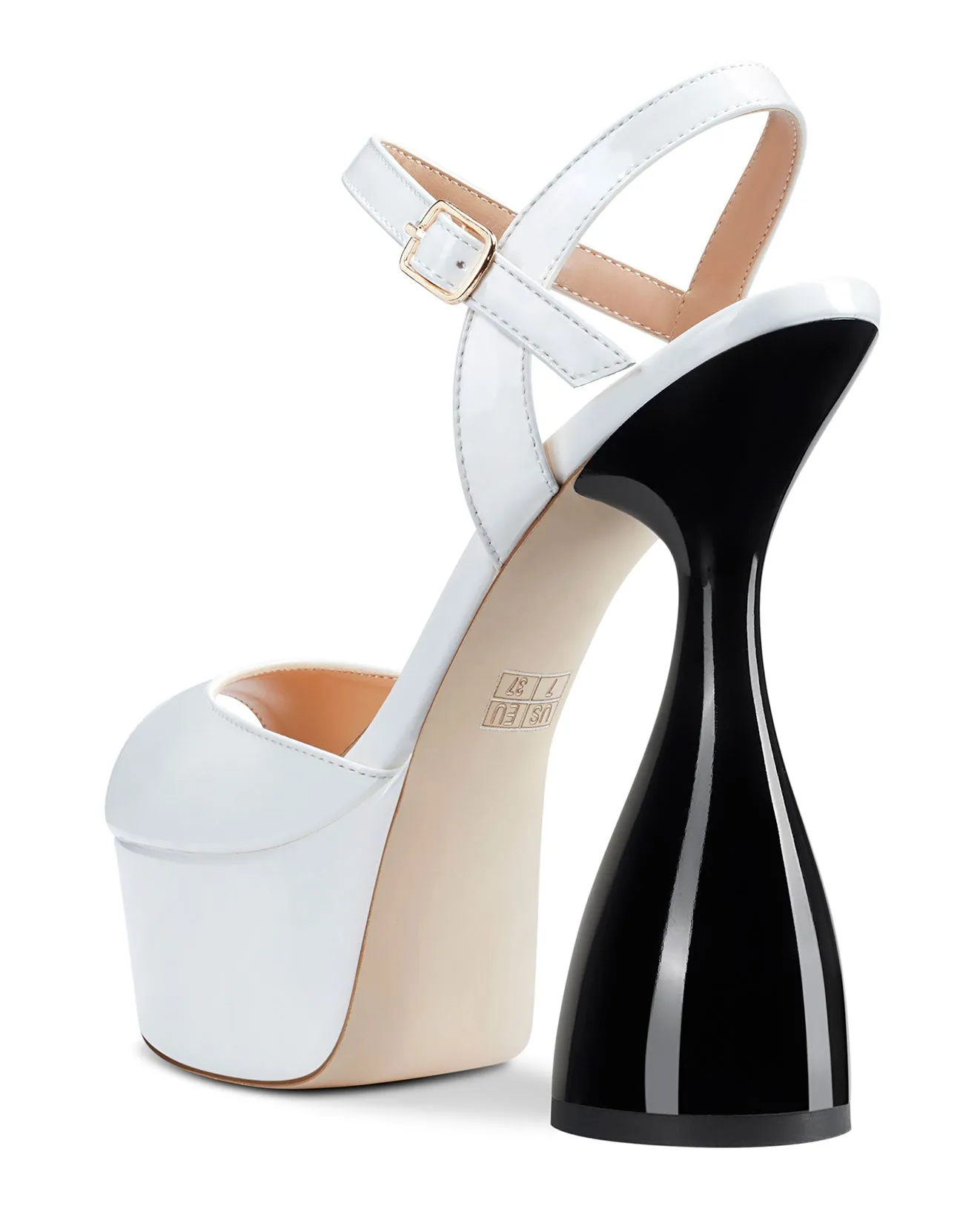 CASTAMERE Women's Chunky High Heels Platform Fashion Party Sandals Peep-Toe Ankel-Strap Sandal 6Inch Heel Shoes for Wedding Dress