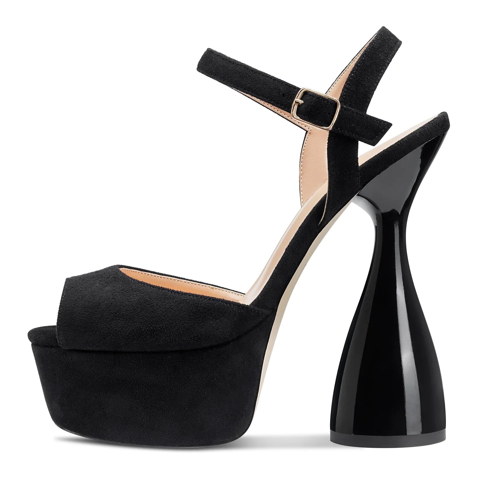 CASTAMERE Women's Chunky High Heels Platform Fashion Party Sandals Peep-Toe Ankel-Strap Sandal 6Inch Heel Shoes for Wedding Dress