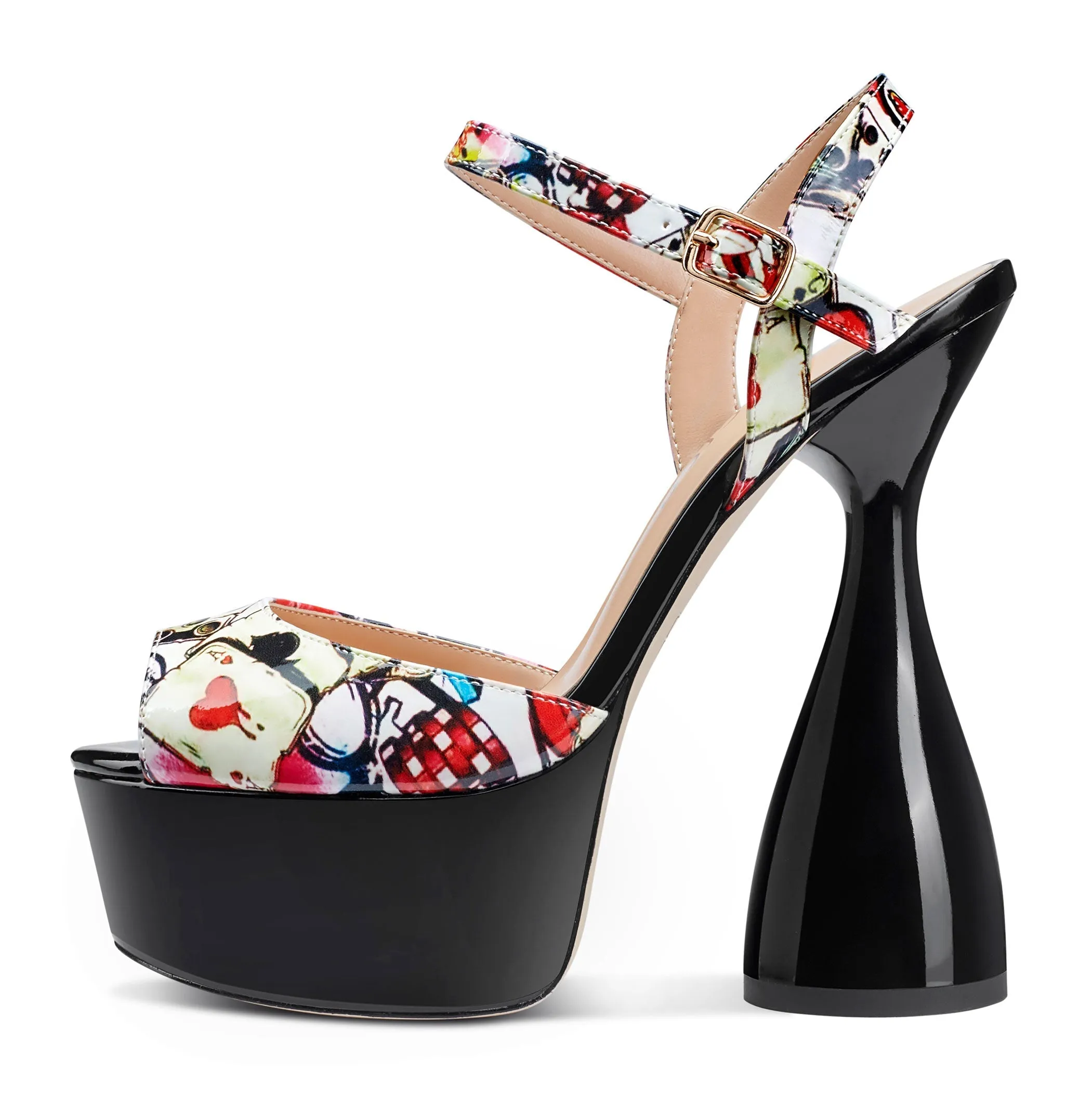 CASTAMERE Women's Chunky High Heels Platform Fashion Party Sandals Peep-Toe Ankel-Strap Sandal 6Inch Heel Shoes for Wedding Dress