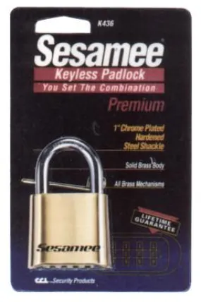 CCL™ Sesamee  Keyless Padlocks, 5/16 in Diam., 1 in L X 1 in W, Brass, Corbin, K436