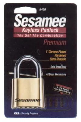 CCL™ Sesamee  Keyless Padlocks, 5/16 in Diam., 1 in L X 1 in W, Brass, Corbin, K436
