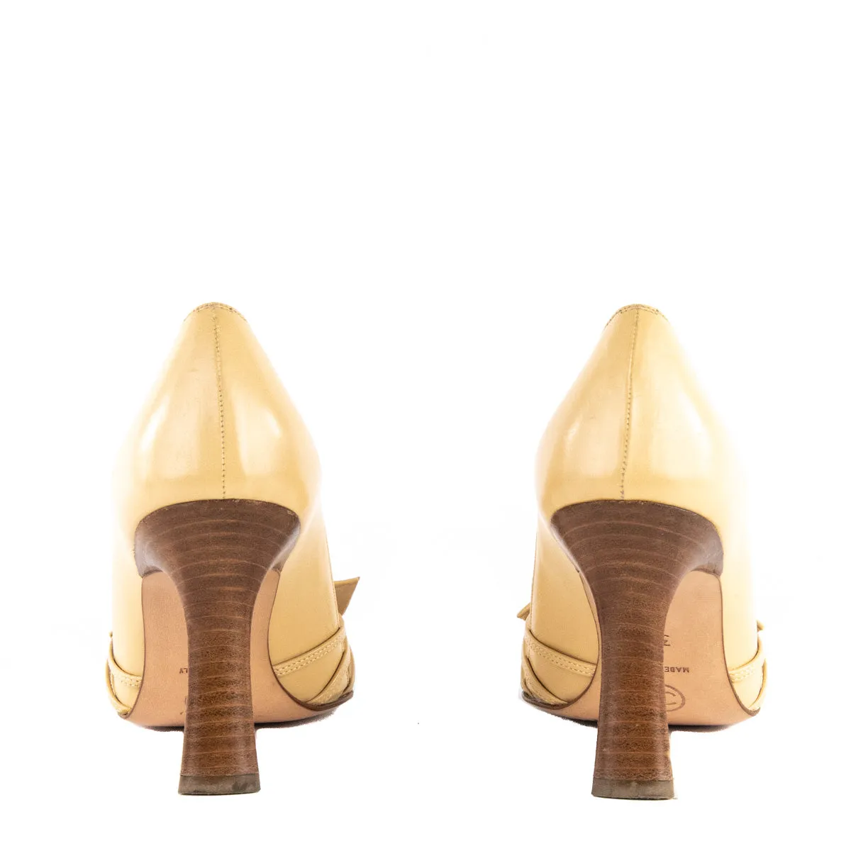 Chanel Beige Leather Bow CC Sandals Size US 6.5 | EU 36.5