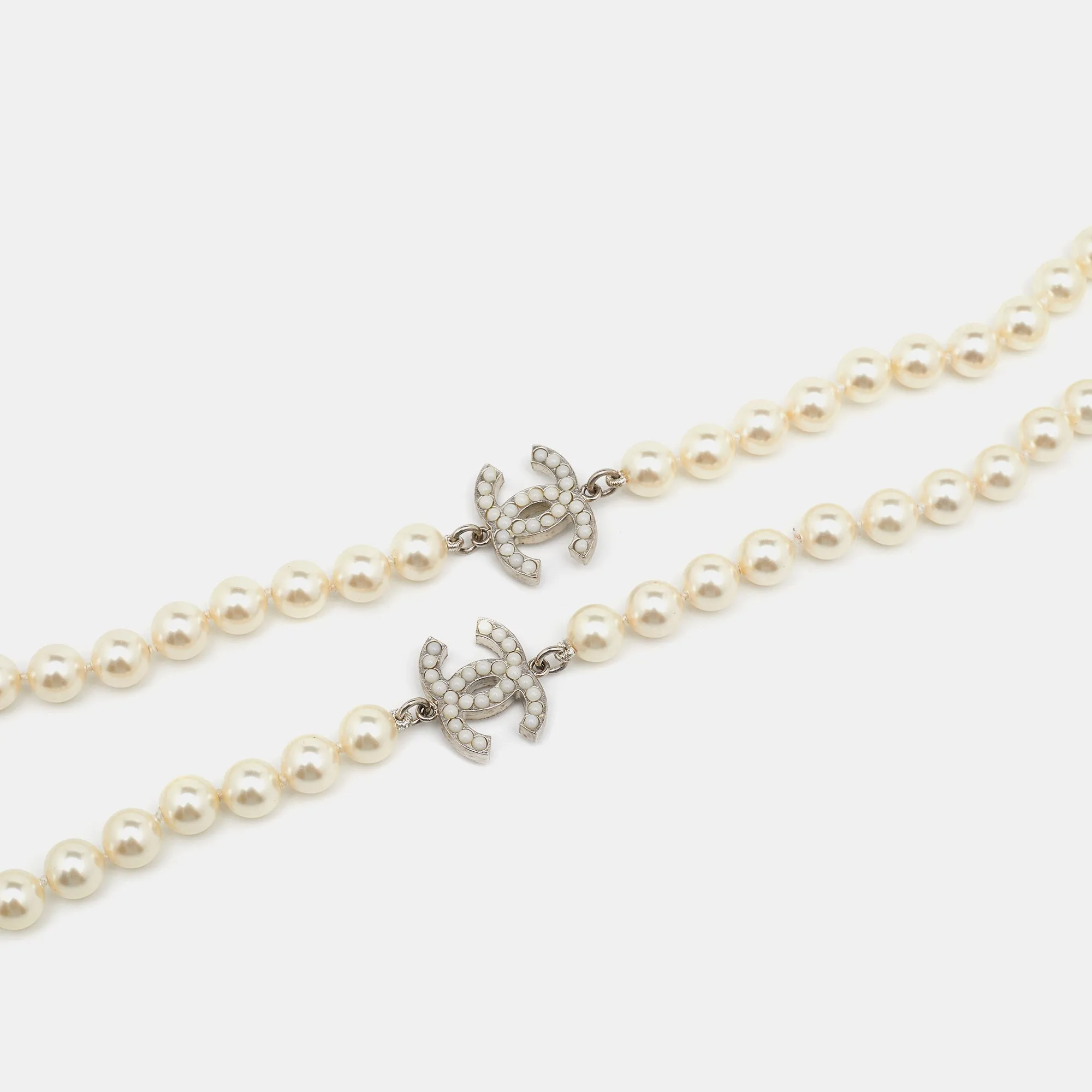 Chanel CC Faux Pearl Double Strand Necklace