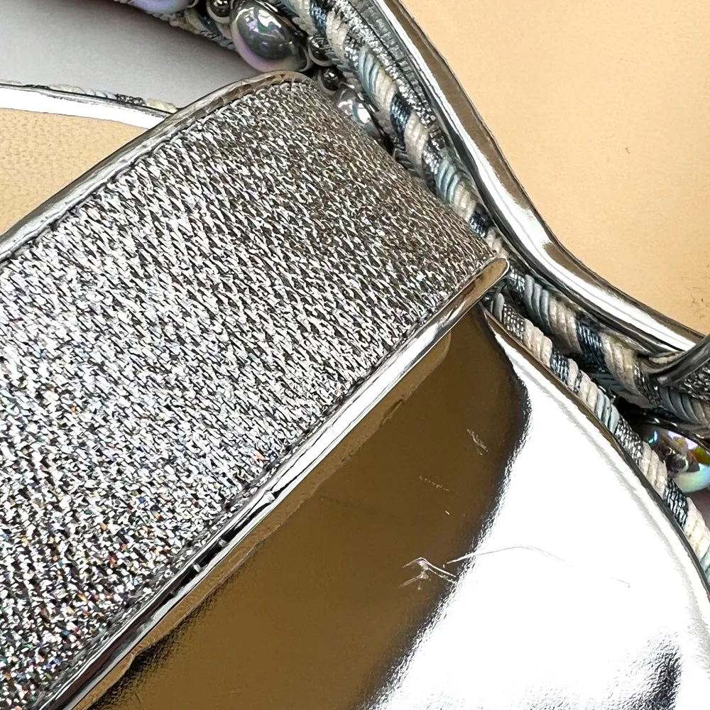 Christian Louboutin Silver Crepe Satin Specchio Lurex Chocazeppa 60 Platform Sandals 40